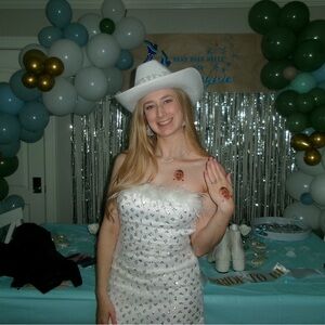 White Feathered Party Dress